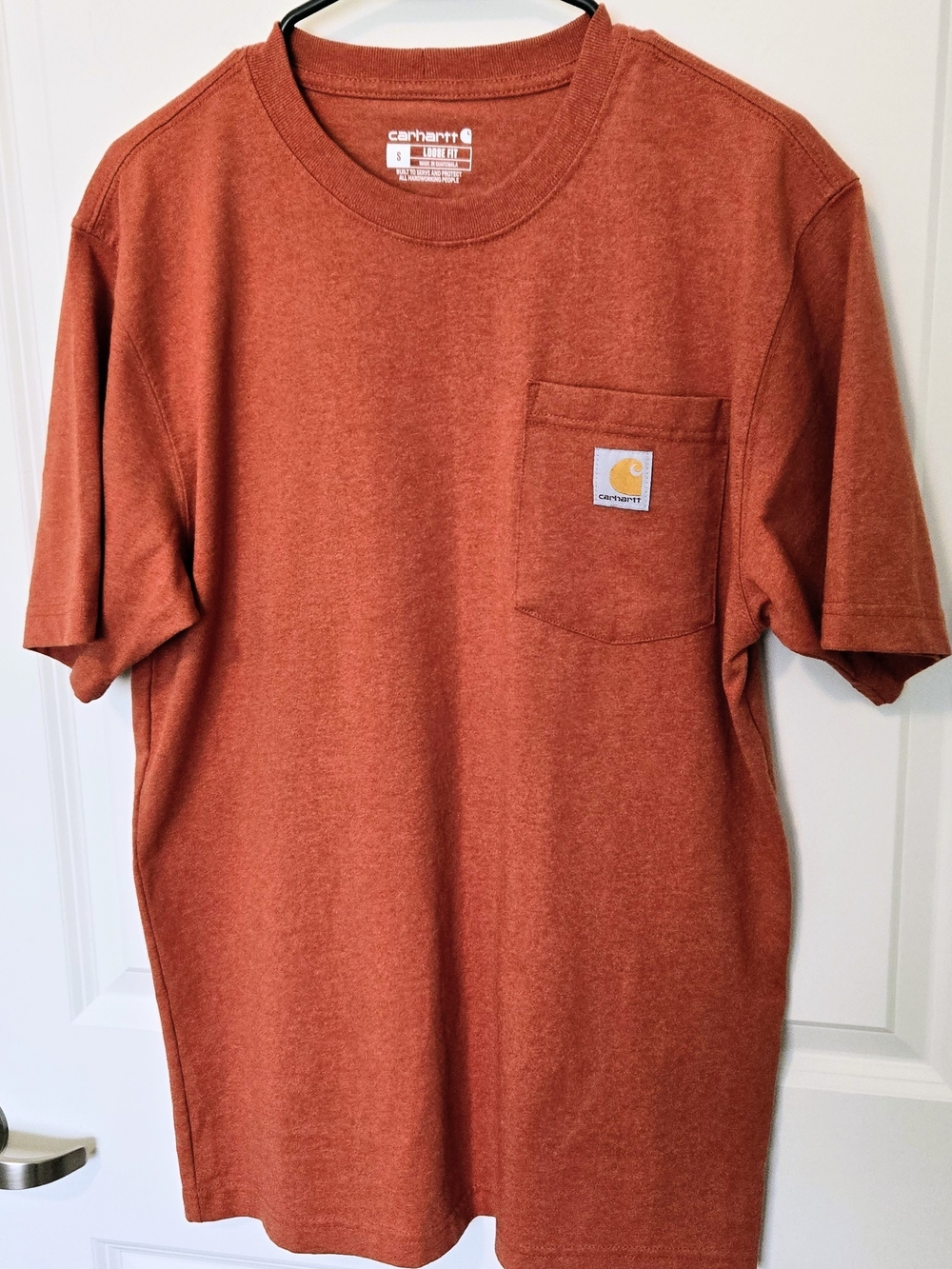 Carhartt Short-Sleeve Pocket Tee in Rust Red Small Loose Fit New